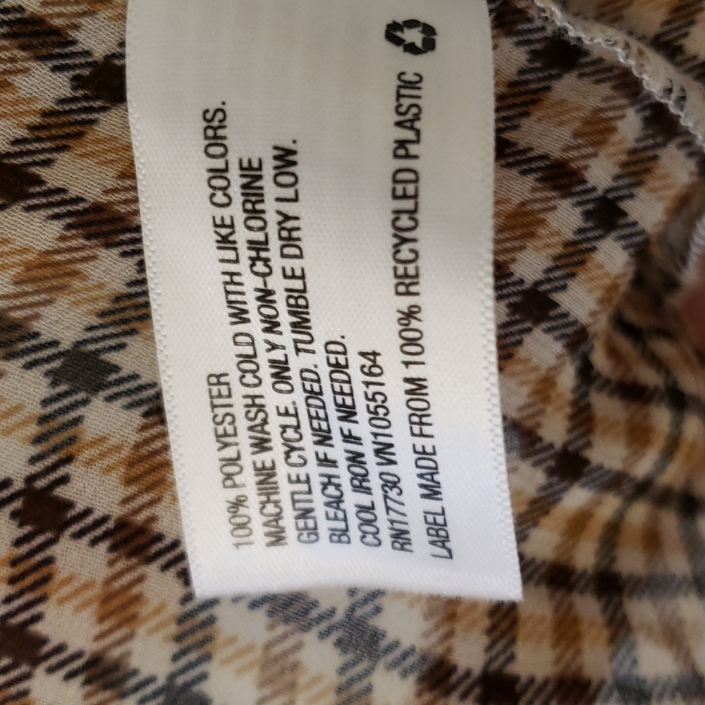 A New Day Sheer/Lightweight Plaid Mock Neck Top With Bell/Flair Sleeves - Picture 5 of 9